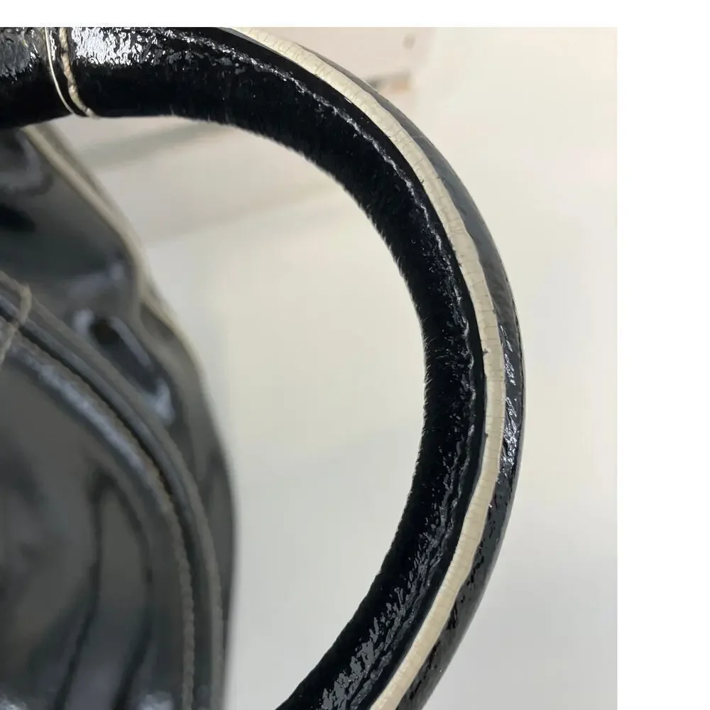KATE SPADE LARGE BLACK, WHITE PATTON LEATHER HANDBAG (ASIS)